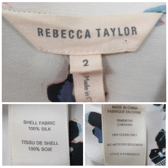 Rebecca Taylor Floral Silk Button Blouse Women's Size 2 - Picture 13 of 13